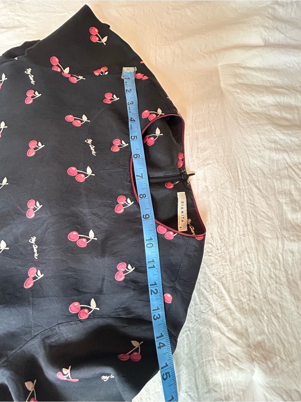 Piamita short sleeve Pippa My Cherie Noir Silk Dress crew neck flounce hem - Picture 11 of 11